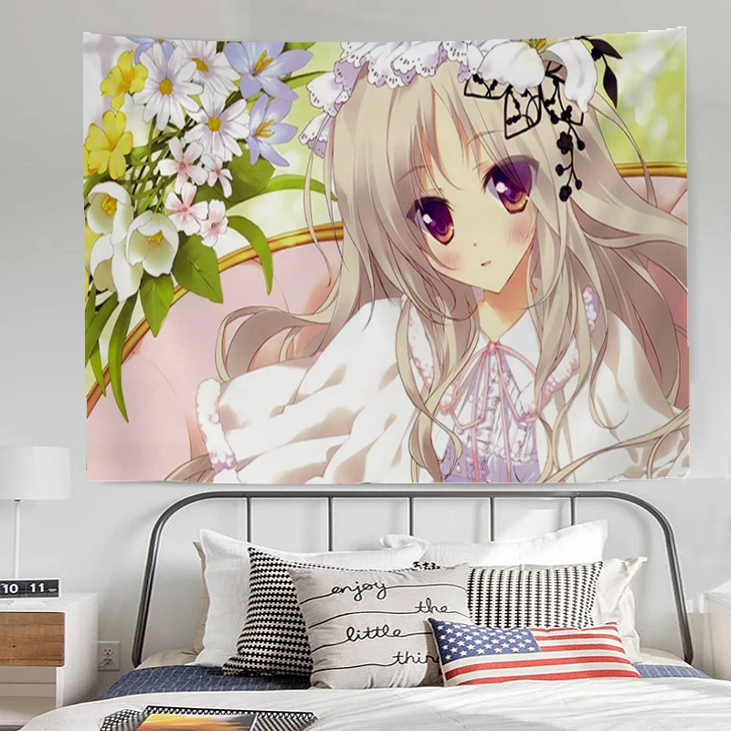 

Настенный гобелен в стиле аниме, украшение для комнаты, милый домашний декор, гобелены, подвесные головные уборы для спальни, декоративное искусство на заказ