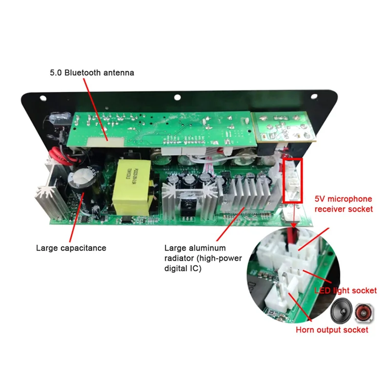 Плата усилителя мощности Bluetooth FM 5 0 100 Вт-300 Вт