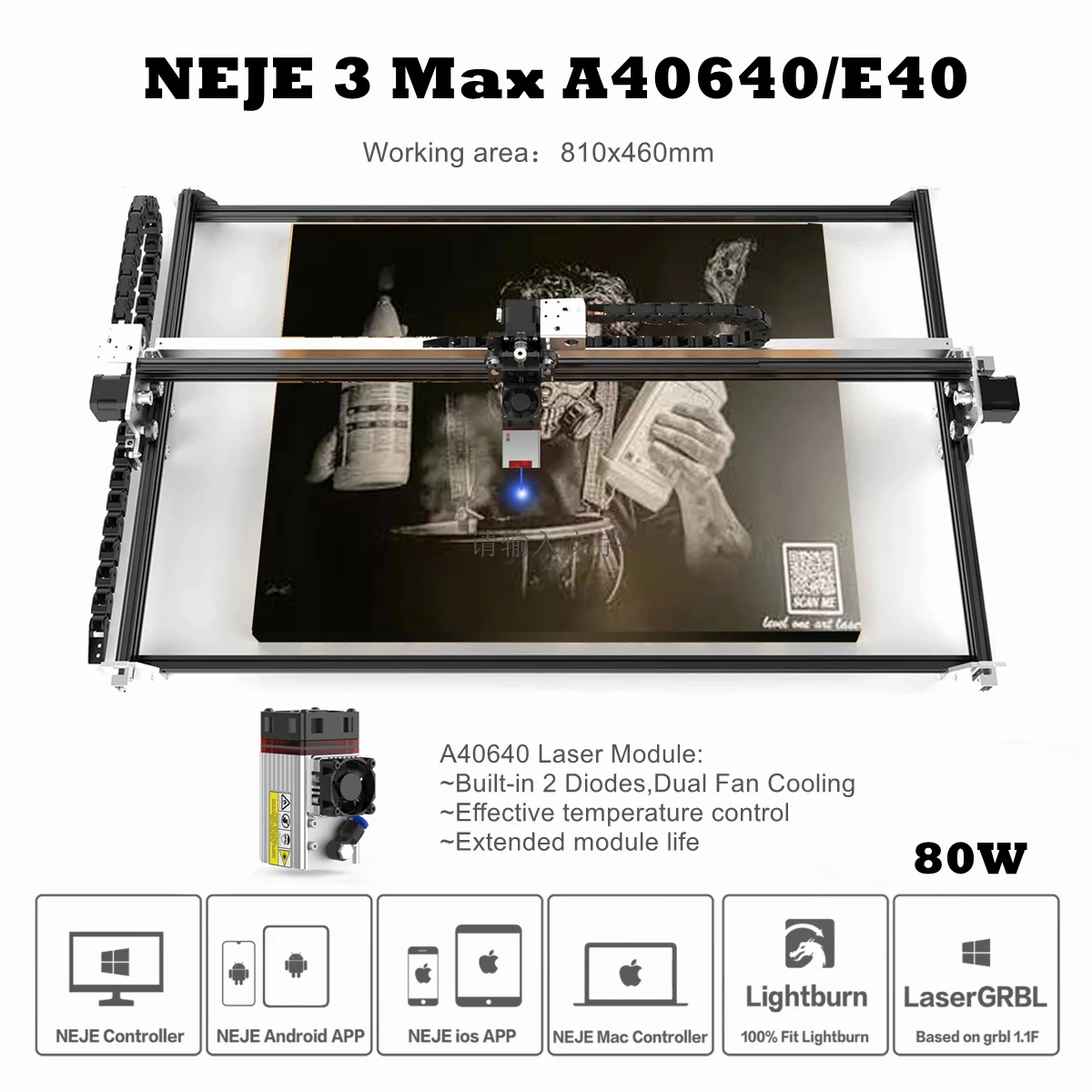 Лазерный гравер NEJE 3 Max A40640 с ЧПУ высокоточный металлический лазерный принтер