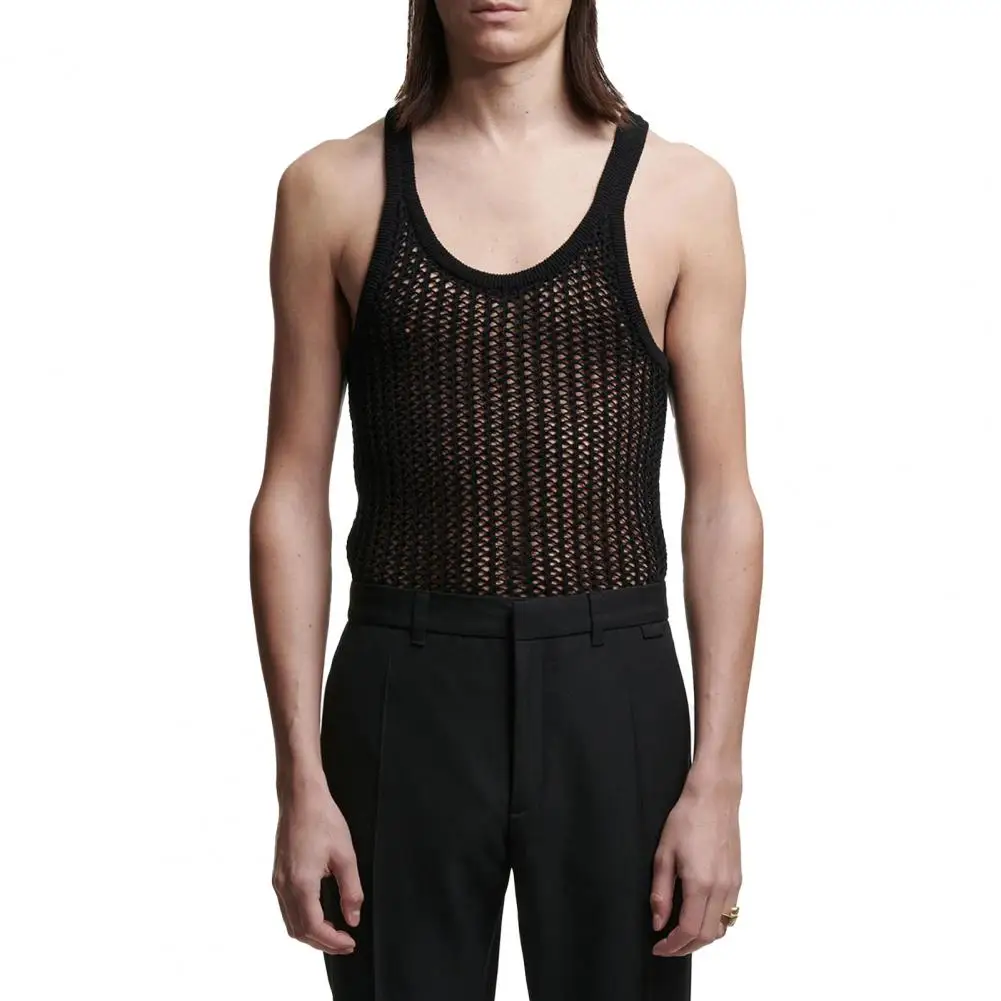 

Fashion Fitness Vest Loose Fit Thin Men Workout Gym Tank Top Knitting Vest 3D Cutting Sports Vest Streetwear