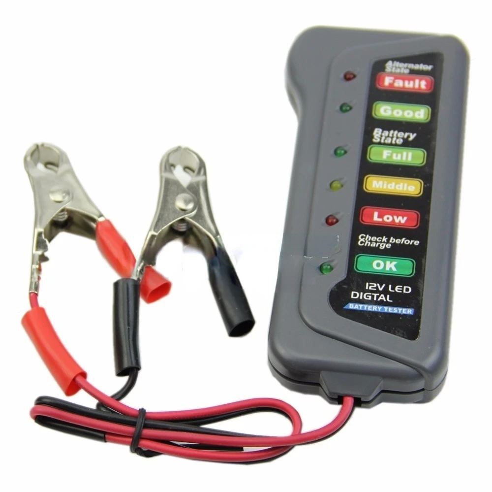 

12V Car Motorcycle LED Digital Battery Alternator Tester 6 LED Display Indicate