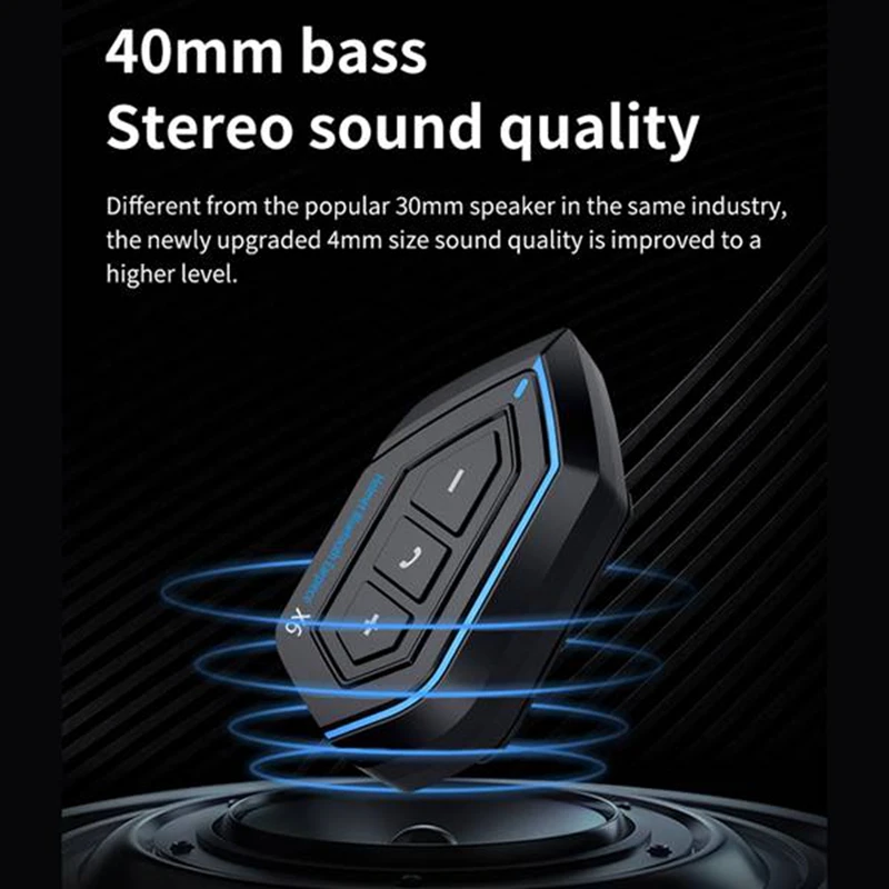 2 Pcs X6 Helmet Bluetooth Headphones BT5.0 800MA Motorcycle Riding Wireless Call Stereo Anti-Jamming Waterproof Headset