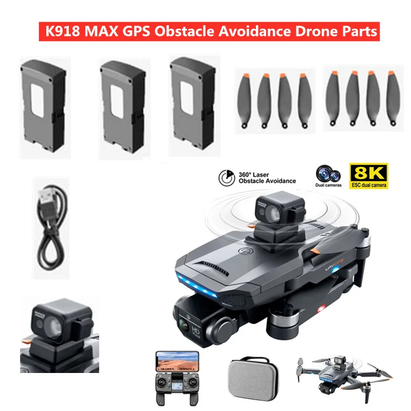 

Запчасти для дрона K918 MAX, GPS, 7,4 В, 3000 мАч, аккумулятор/Пропеллер для дрона K918 MAX, аксессуары для дрона, батарея для обхода препятствий K918