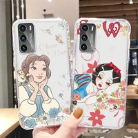 belle snow white princess phone case for huawei p50 p40 p30 p20 lite 5g nova y70 plus 9 se pro 5t y9s y9 prime y6 transparent