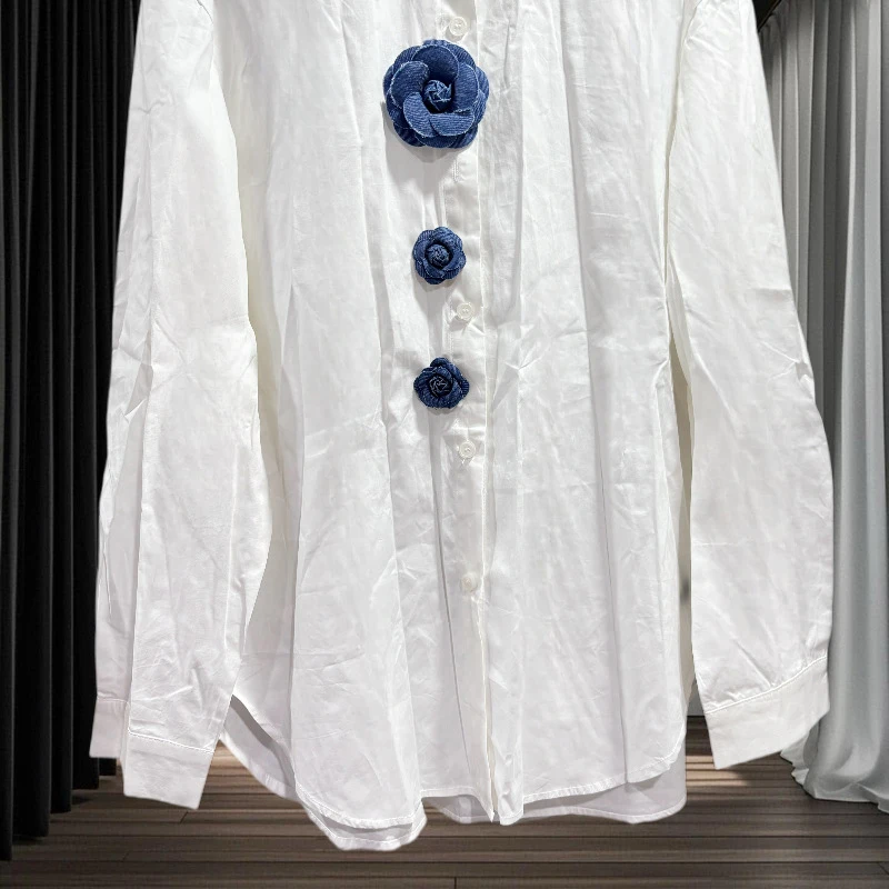 KBQ Colorblock лоскутные аппликации уличные рубашки для женщин с лацканами и длинными