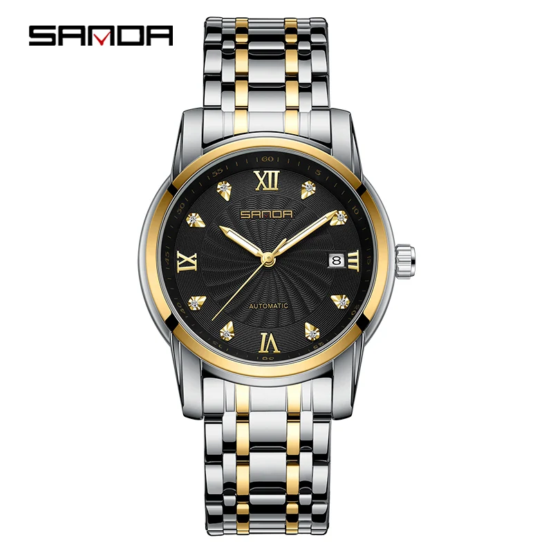 

SANDA Лидирующий бренд, роскошные деловые мужские механические наручные часы, водонепроницаемые Ремешки для наручных часов из нержавеющей стали, модные часы для мужчин Reloj