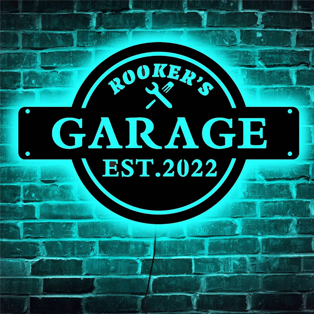 Personalized Garage Colorful Neon Wall Lamp Wooden Car Park LED Sign Custom Name Date Interior Night Light for Room Decoration