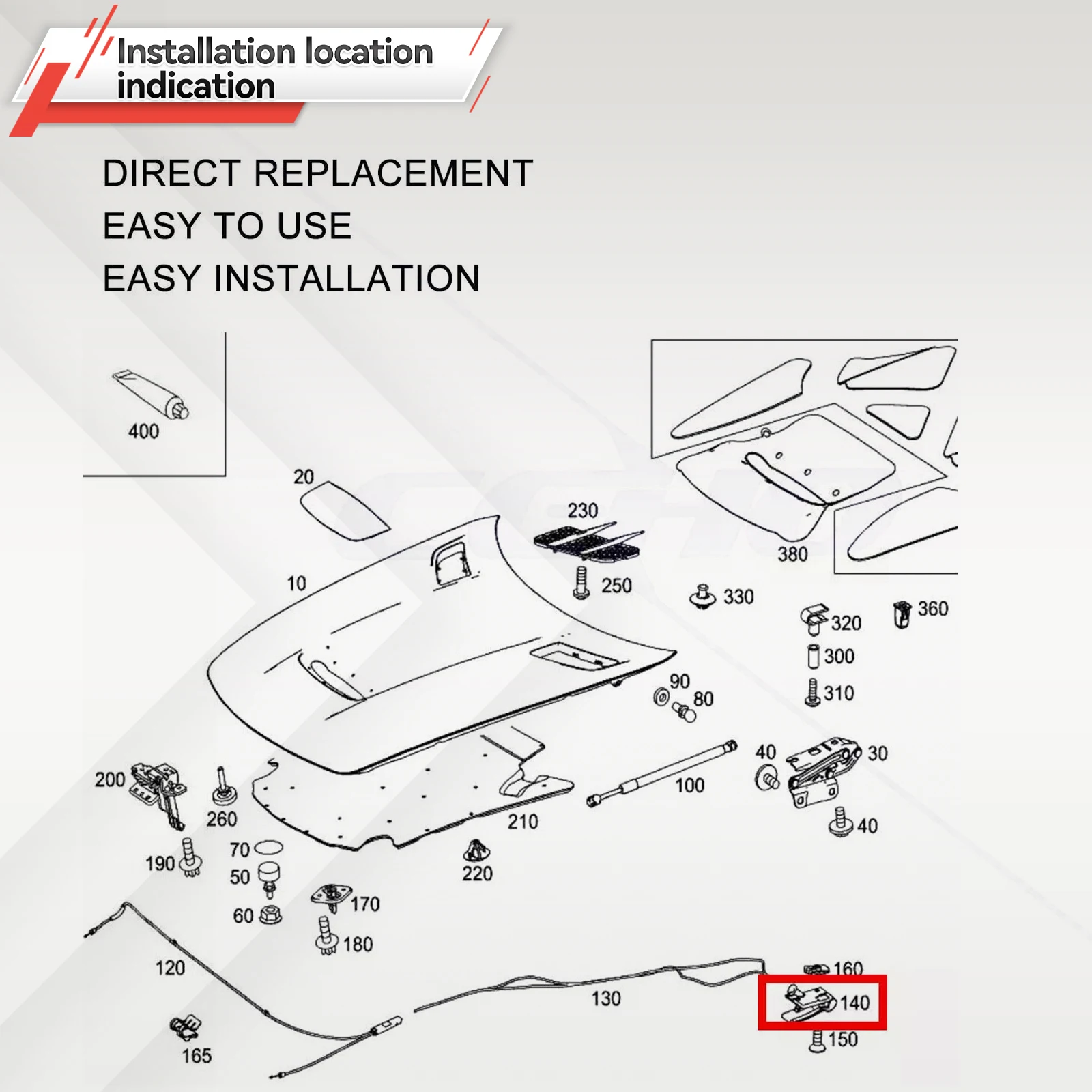 Внутренняя ручка открывания капота для Mercedes-Benz W124 W170 W202 W203 W208 W210 W639 Vaneo Viano Vito 1248800320
