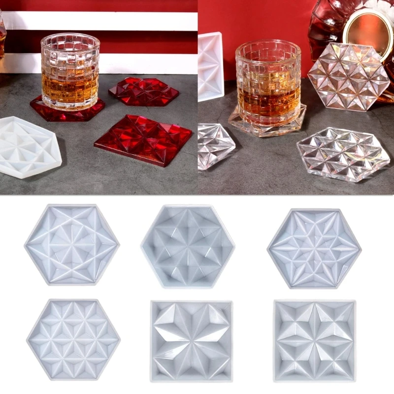 

Сделай Сам кристалл эпоксидная смола Шестигранная зеркальная силиконовая форма для посуды лоток для литья с полимерным бетоном
