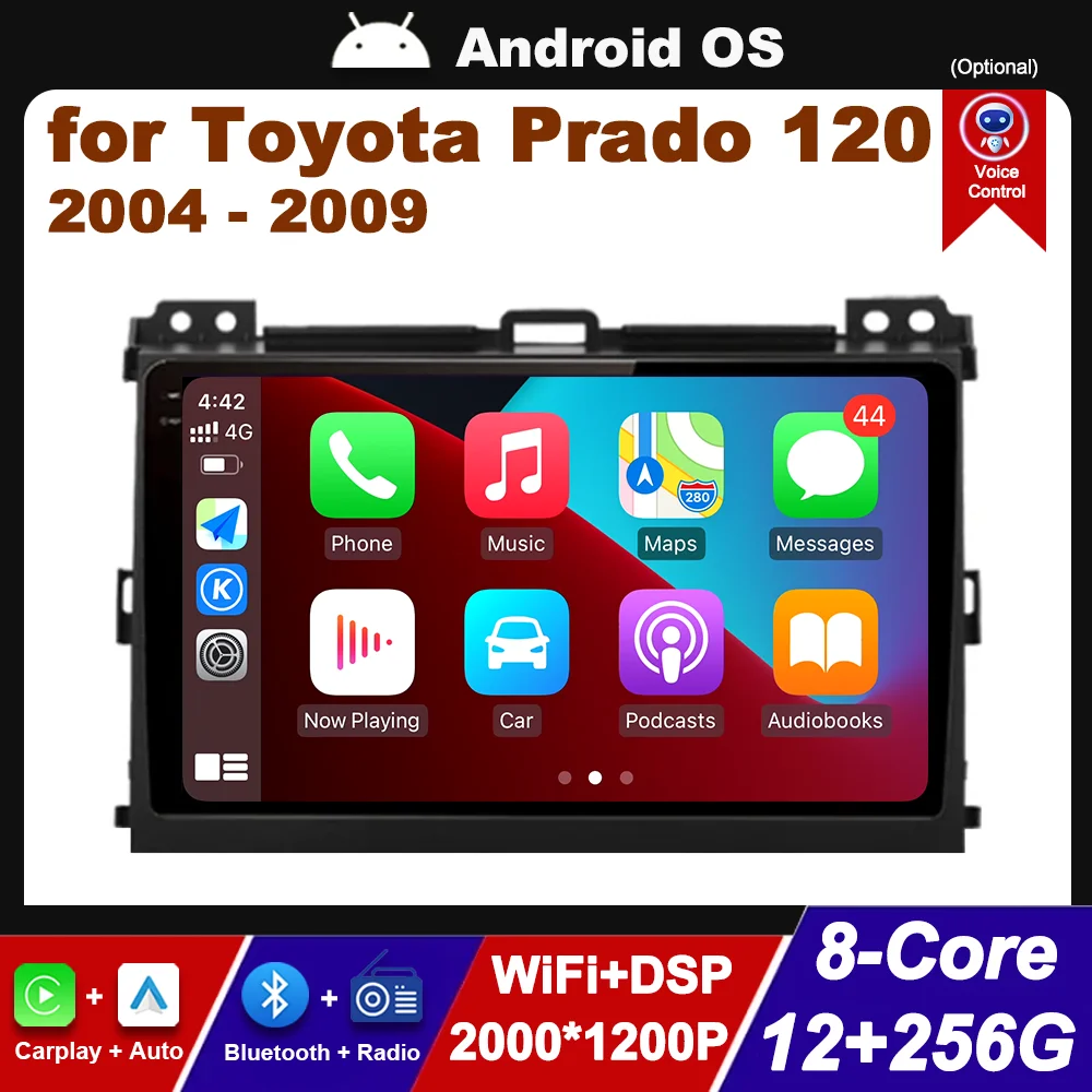 Автомобильный мультимедийный плеер со стерео BT DSP для Toyota Prado 2004-2009 Android OS