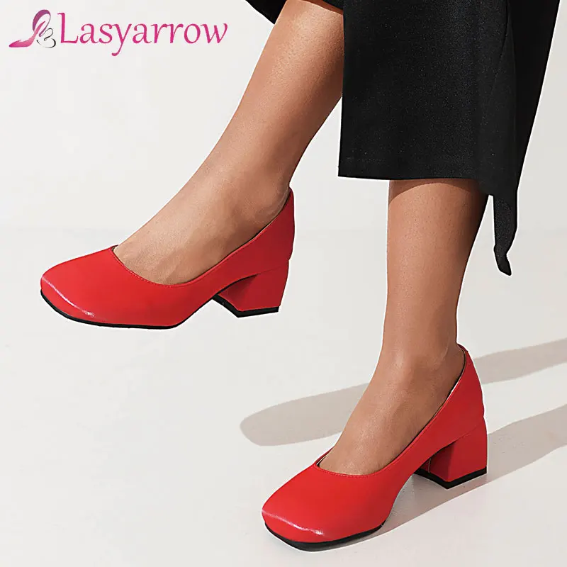

Lasyarrow Women Pumps Shoes Wedding Thick High Heels Brand Square Toe Party Ladies Casual Shoes Spring Summer 2022 New Size 48