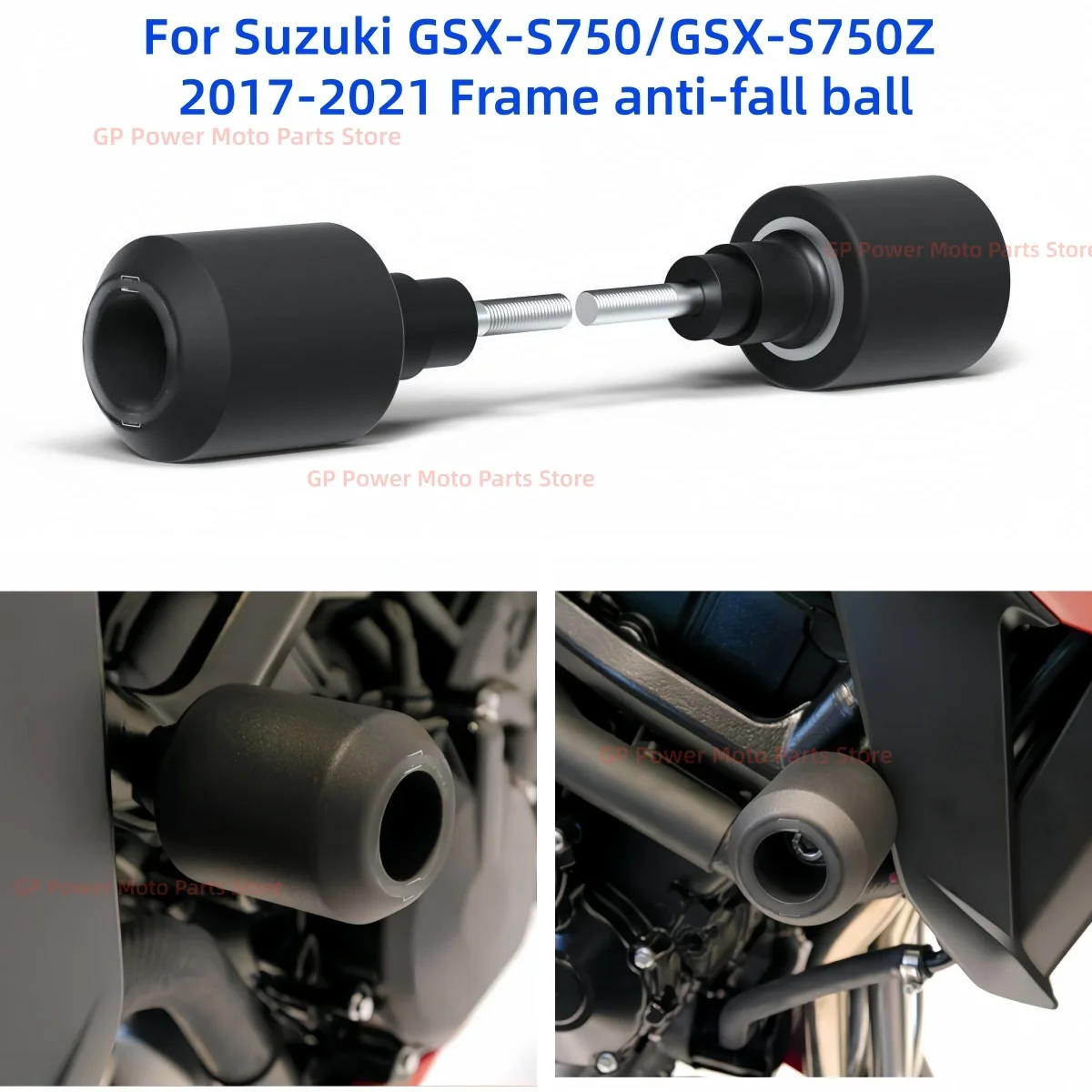 Фото Для мотоцикла Suzuki GSX-S750 S750Z: модифицированные противоударные резиновые защитные элементы для кузова, алюминиевый сплав, резиновые накладки на двигатель. №1