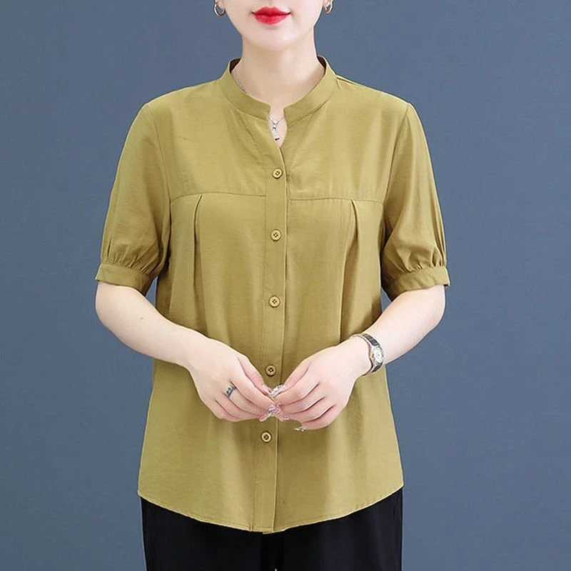 Новинка лета 2024 шифоновая рубашка с коротким рукавом Женская стильная простая и