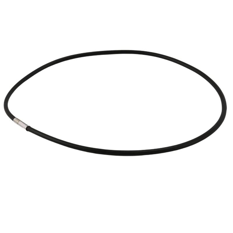 

3Mm Black Rubber Cord Necklace with Stainless Steel Closure - 18 Inch
