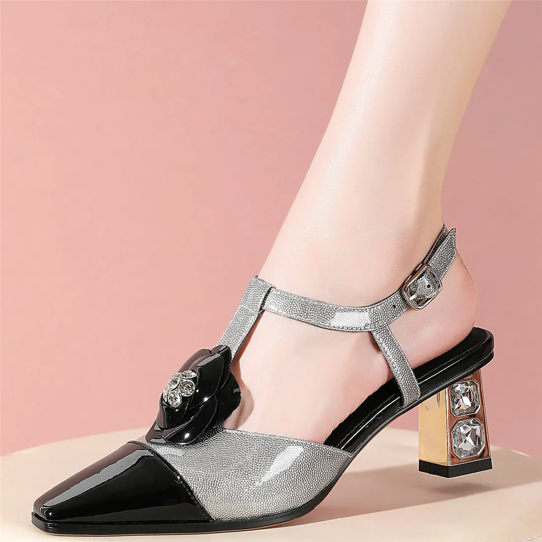 

Босоножки-гладиаторы женские из натуральной кожи с квадратным носком, на высоком каблуке