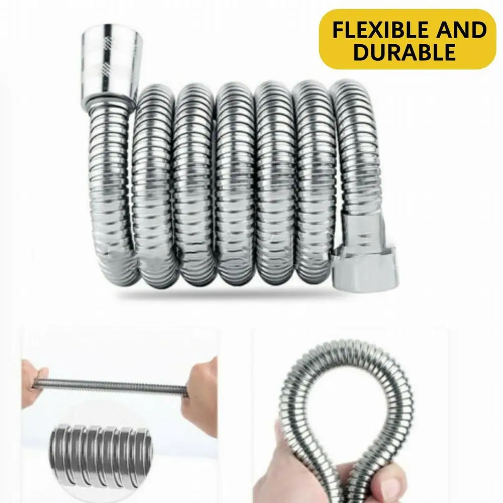 Flexible 2M Stainless Steel Shower Hose Extra Long Explosion-proof Silver Handheld Anti Winding Suitable Cold Hot Water |