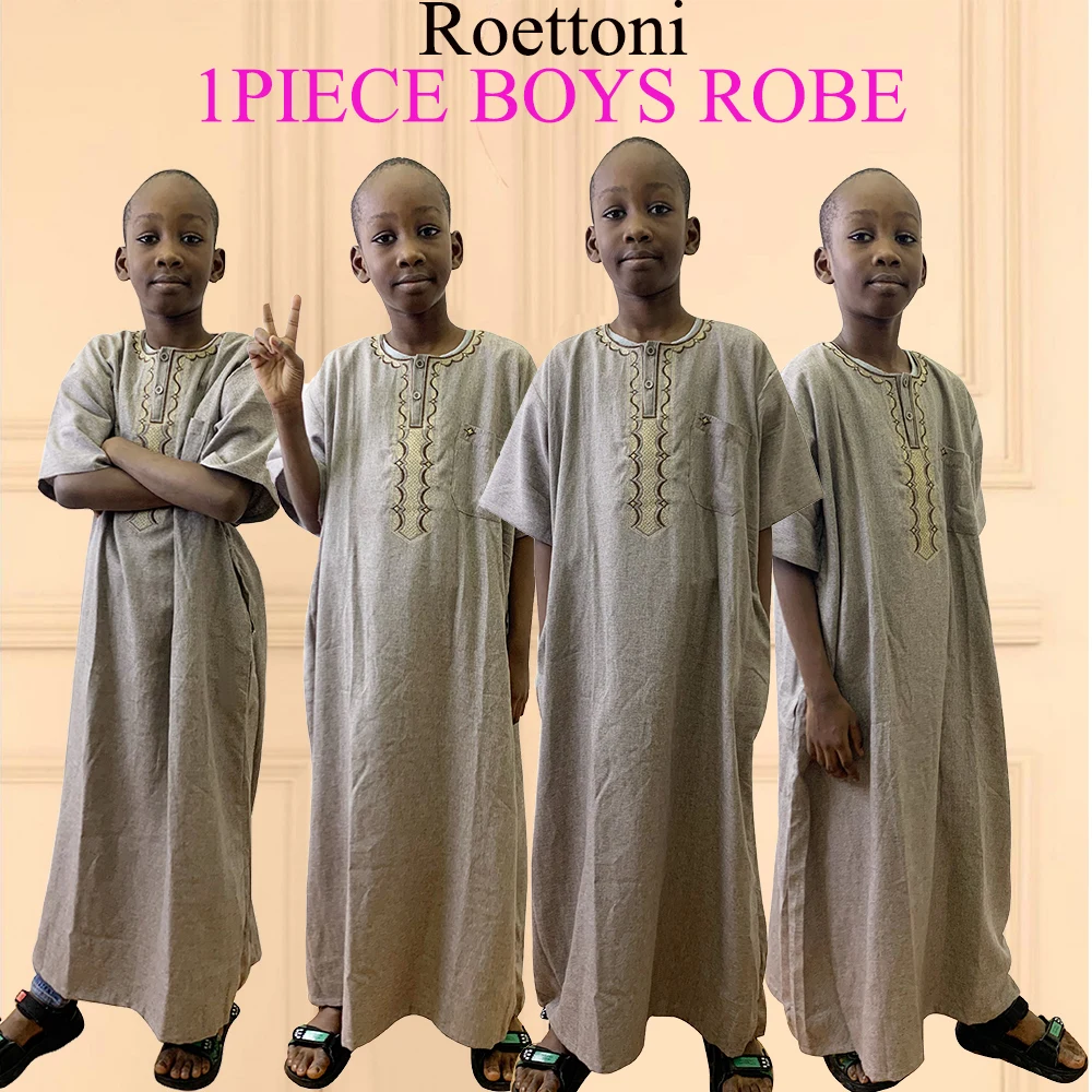 

От 4 до 16 лет 1 шт. Mulsim Jubba Thobe для детей хлопчатобумажная ткань с коротким рукавом молитвенный свободный халат для мальчиков платье Саудовская Аравия кафтан