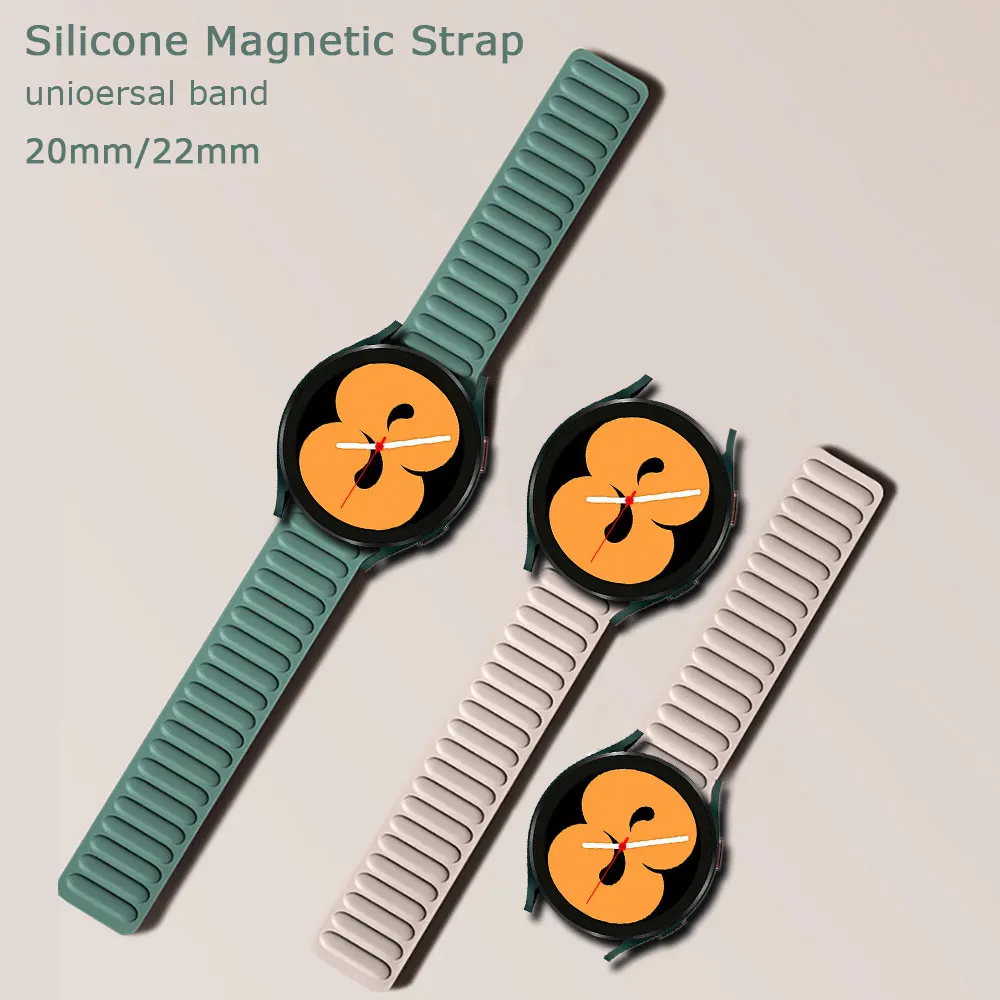 20mm 22mm Silicone Magnetic Strap for Samsung Galaxy Watch Band 42mm 46mm Galaxy Watch 3 4 45mm 41mm for Amazfit Bip GTR Strap