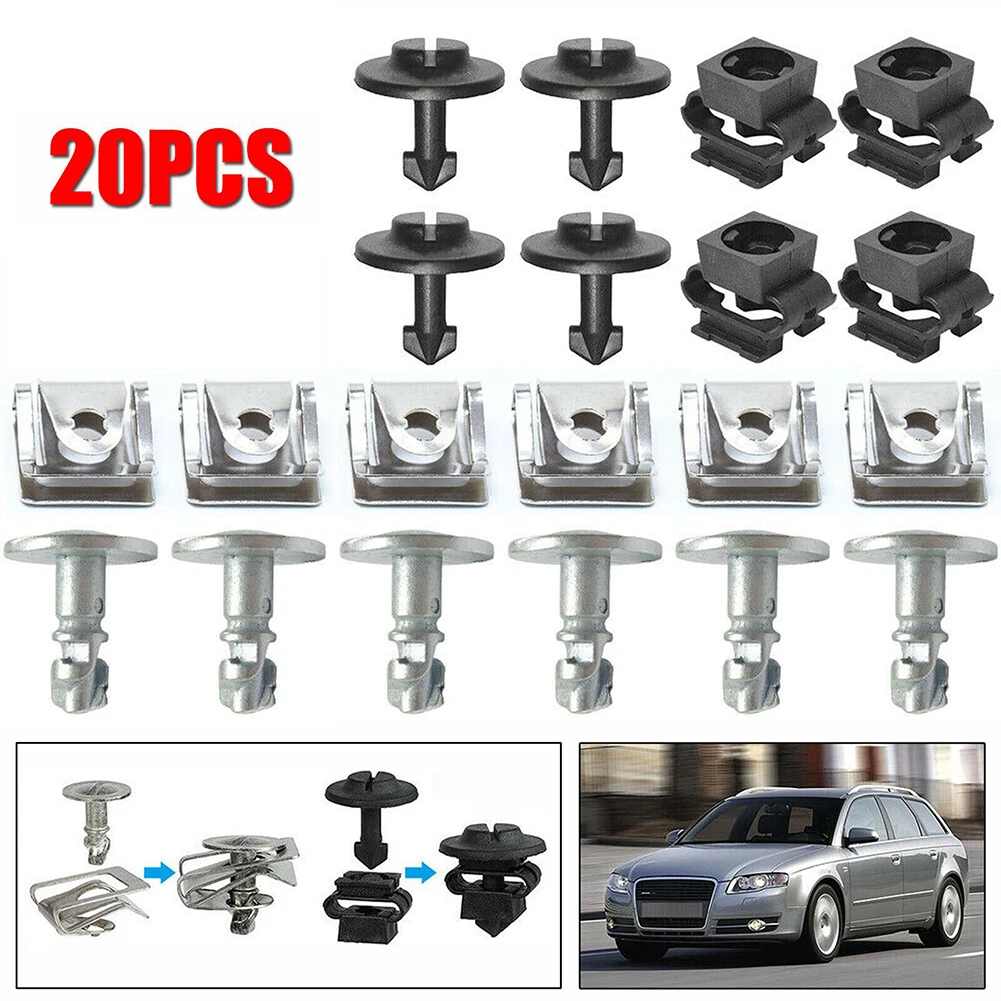 

20Pcs Car Engine Lower Guard Plate Under Cover Fixing Screw Clips 4A0805121A 4A0805163 8D0805121 8D0805960 Replace Part