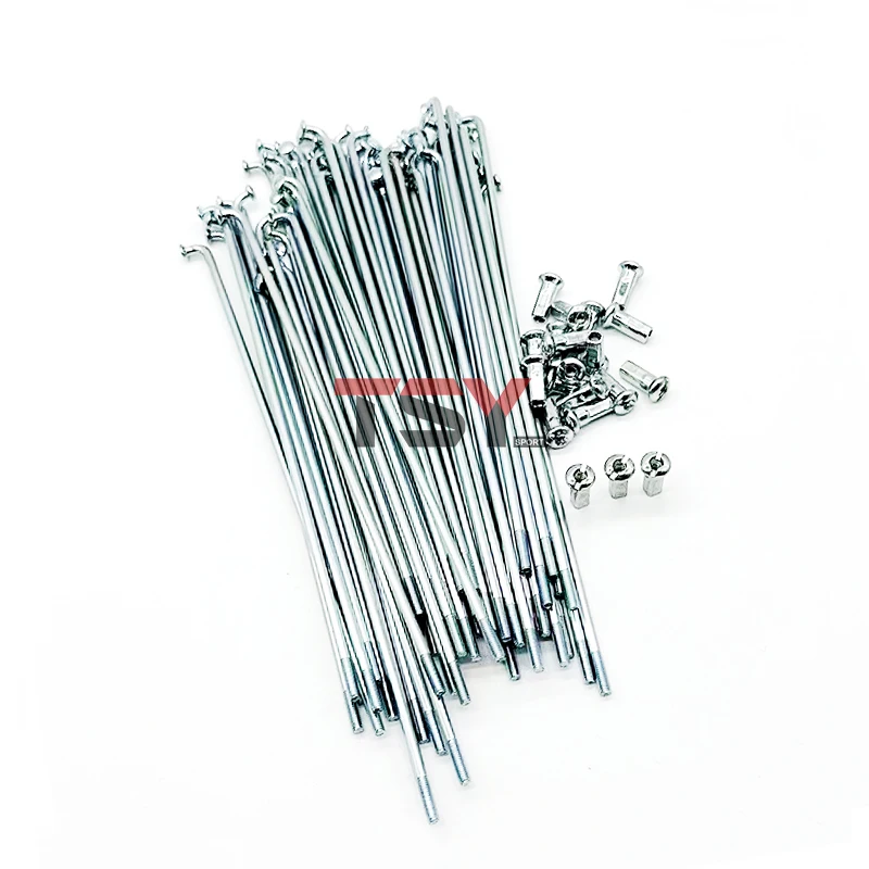 Фото 37 шт./лот, 13G, серебристые стальные спицы для велосипедов MTB, диаметр 2,2 мм, J-образные, длина 130-245 мм, с ниппелями №5