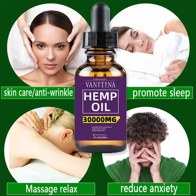 

30ml Hemp Oil For Pain Relief Anxiety Sleep Anti Inflammatory Organic Therapeutic Essential Oil Reduce Stress Promote Deep Sleep