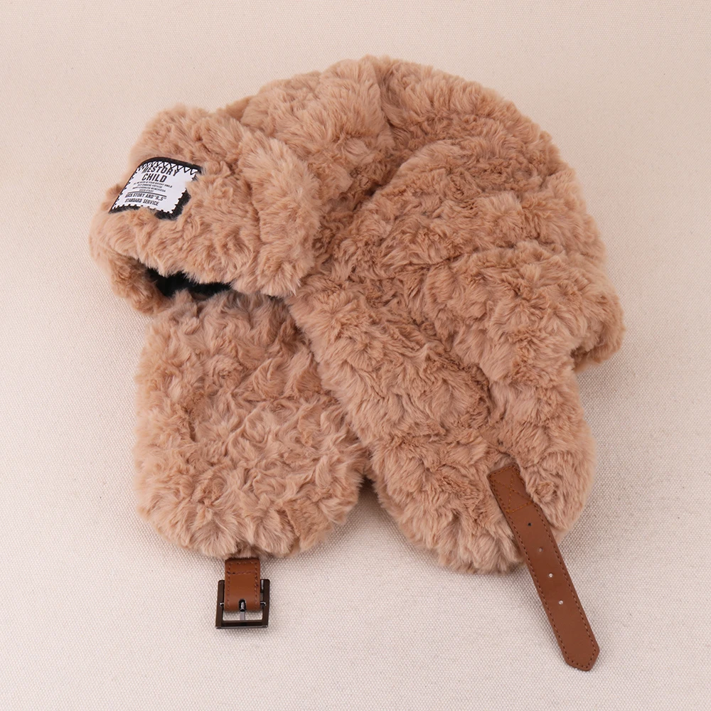 Однотонная шапка-ушанка из искусственного кроличьего меха для мужчин и женщин