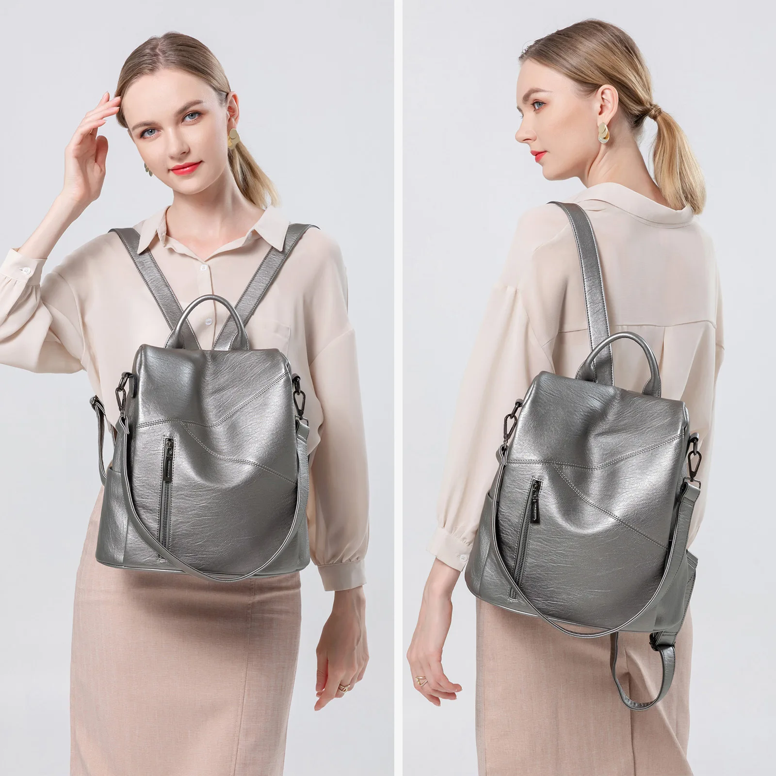 Women Genuine Leather Backpack Casual Female Bag Sac A Dos Travel Ladies Bagpack Mochilas School Bags For Girls Students C1873ba