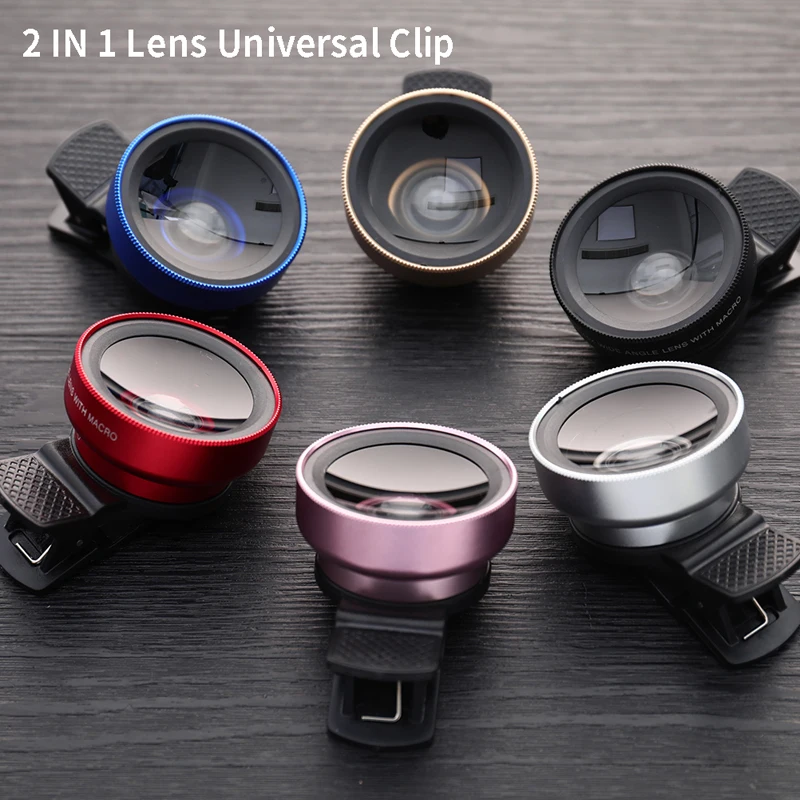 

2 IN 1 Lens Universal Clip 37mm Mobile Phone Lens Professional 0.45x 49uv Super Wide-Angle + Macro HD Lens For Android