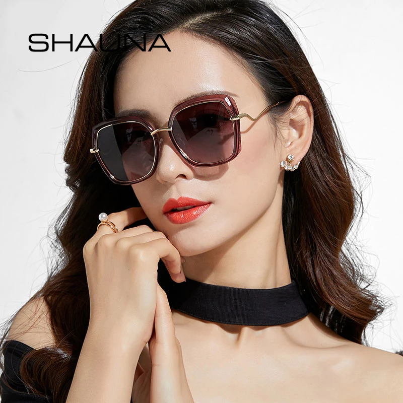 

Женские солнцезащитные очки с градиентными линзами SHAUNA, большие поляризационные квадратные очки, летние солнцезащитные очки