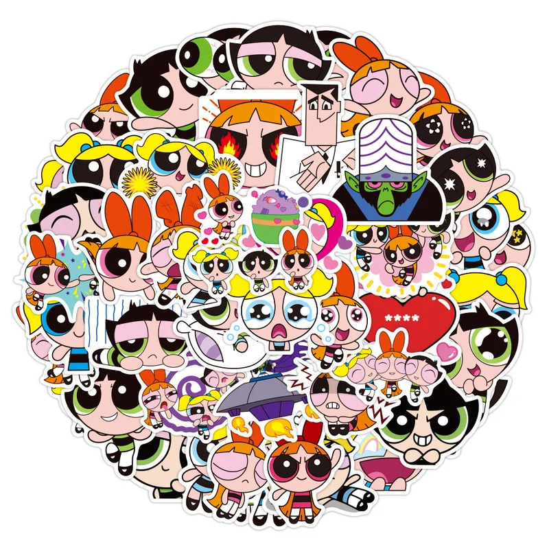 

Cartoon Anime Powerpuff Girls Stickers Waterproof Skateboard Guitar Luggage Laptop Phone DIY Graffiti Sticker Kids Toys Gifts