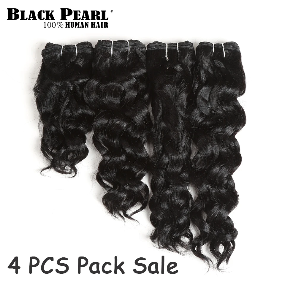 Short Brazilian Hair Weave Bundles Remy Water Wave Kinky Curly Hair 4pcs Cheap Human Hair Bundles 8 10 12 14 Inches Deep Bundles