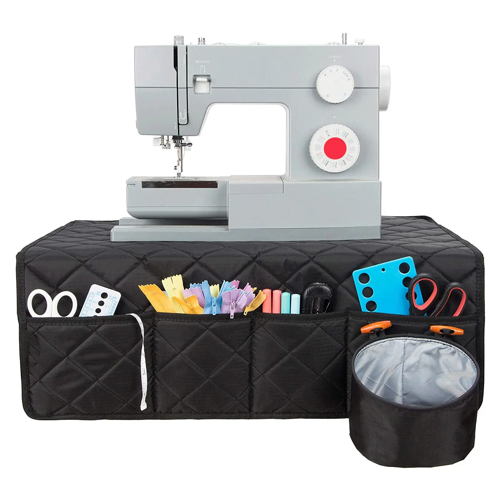 

Sewing Organizer Bag Sewing Machine Mat For Table Sewing Storage Pad With Pockets Easy To Fold Storing Needles Scissors Black