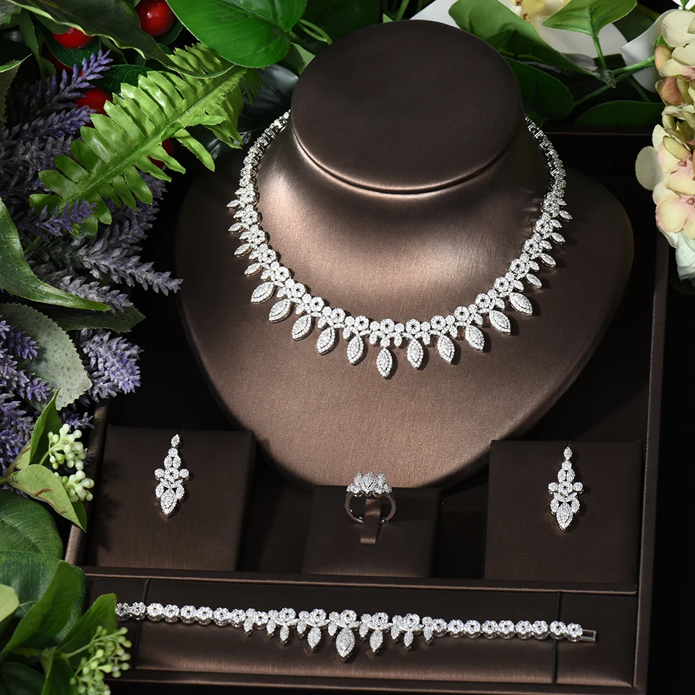 Fashion African 4pcs Bridal Jewelry Sets Fashion Dubai Necklace Earring Set for Women Wedding Party Accessories bisuteria N-1256