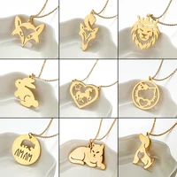 personalized exquisite animal necklace men and women cute cartoon animal unicorn rabbit stainless steel pendant jewelry for her