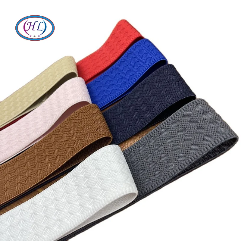 

HL 40MM 3 Yards Colored Elastic Band Jacquard Rubber Band High Elastic Bags Shoes Garment Sewing Accessories