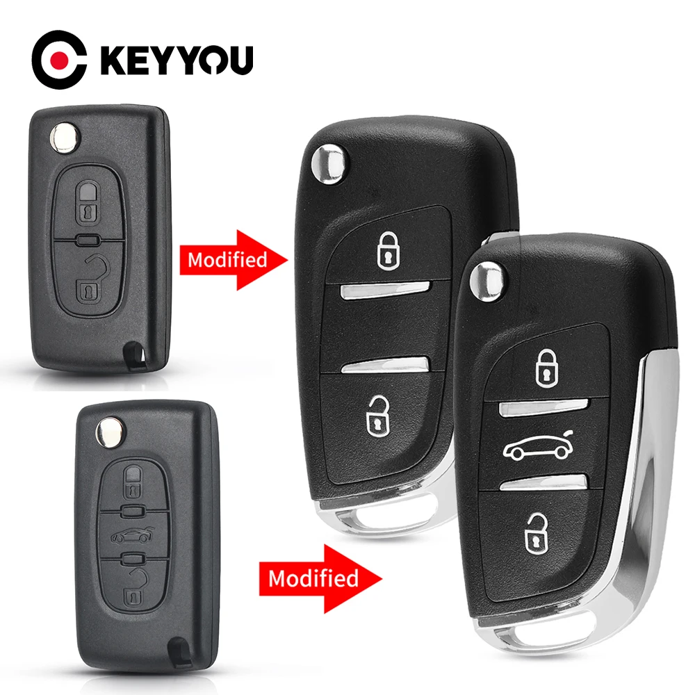 

KEYYOU Modified CE0523 Car Key Shell For Citroen C2 C4 C5 Berlingo Xsara Picasso For Peugeot 306 407 807 VA2/HU83 2/3BTN Case