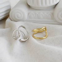 448 korean sterling silver ring ins designer original minimalist double line glossy open womens ring