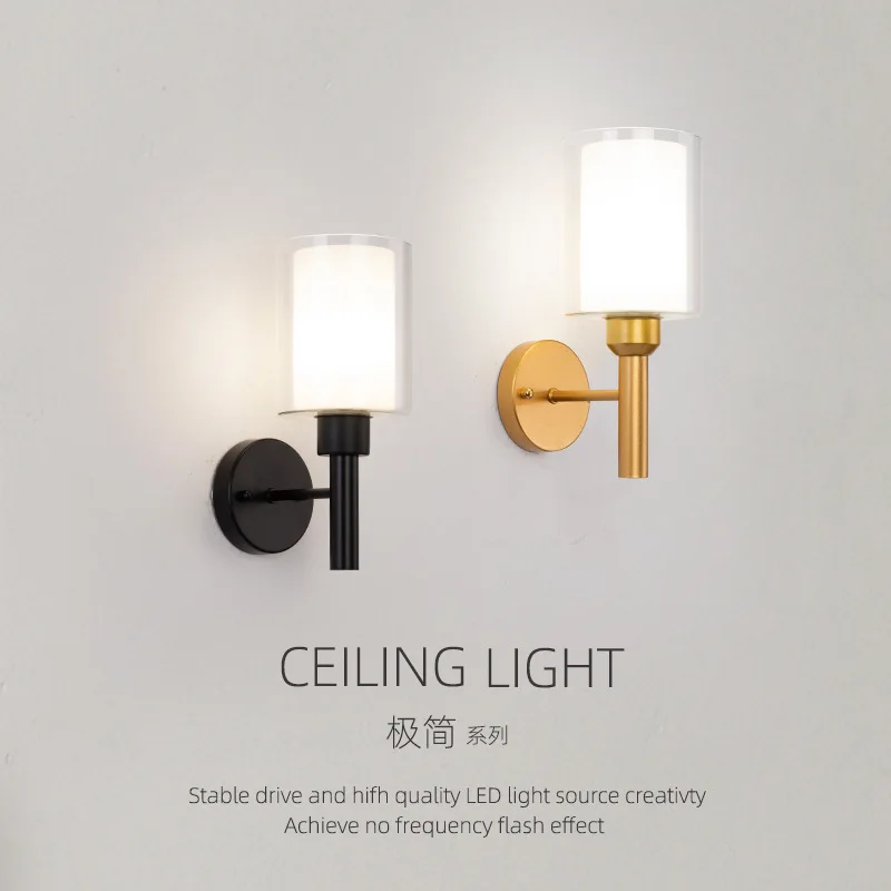 

American Gold Led Wall Lamp Nordic Modern Living Room Bedroom Stair Wall Lamp Industrial Lighting Wall Sconce Led Wall Lamp