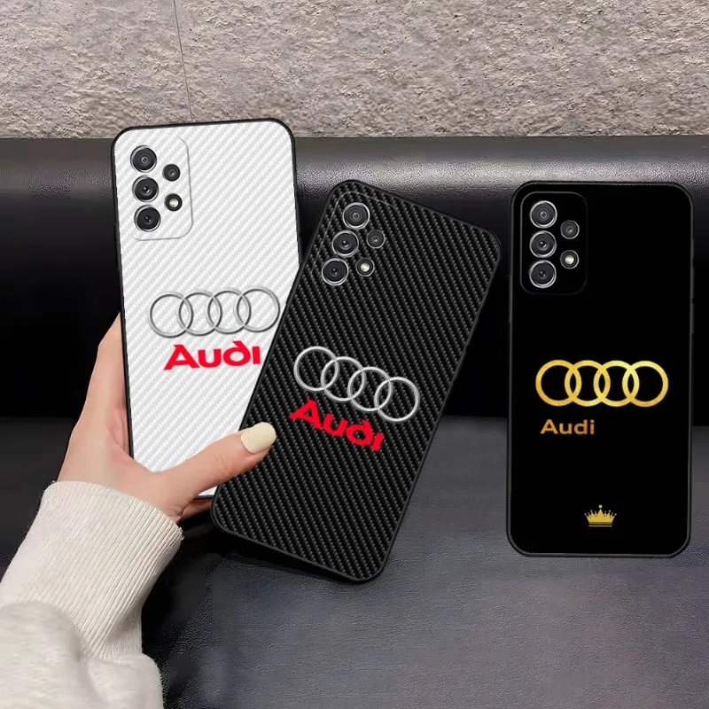 Роскошный чехол с логотипом Audi для Samsung S23 S22 Pro S21 S20 Fe S30 Ultra S10 S9 S8 PLUS, силиконовый черный мягкий чехол