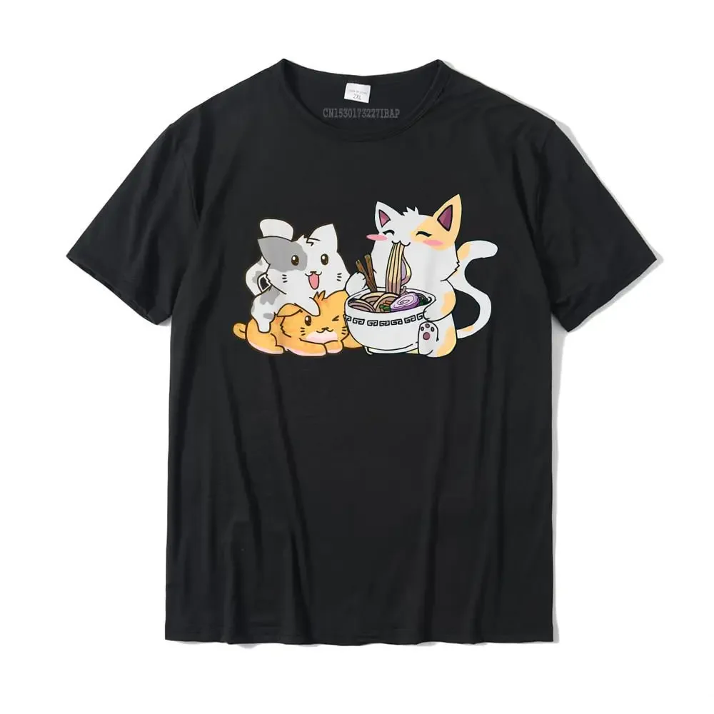 Kawaii Neko Ramen аниме футболка с кошачьей лапшой Camisas Hombre повседневные топы хлопковые