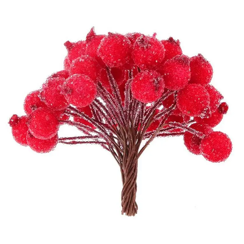 

40pcs Mini Christmas Frosted Fruit Berry Holly Artificial Flower Decor