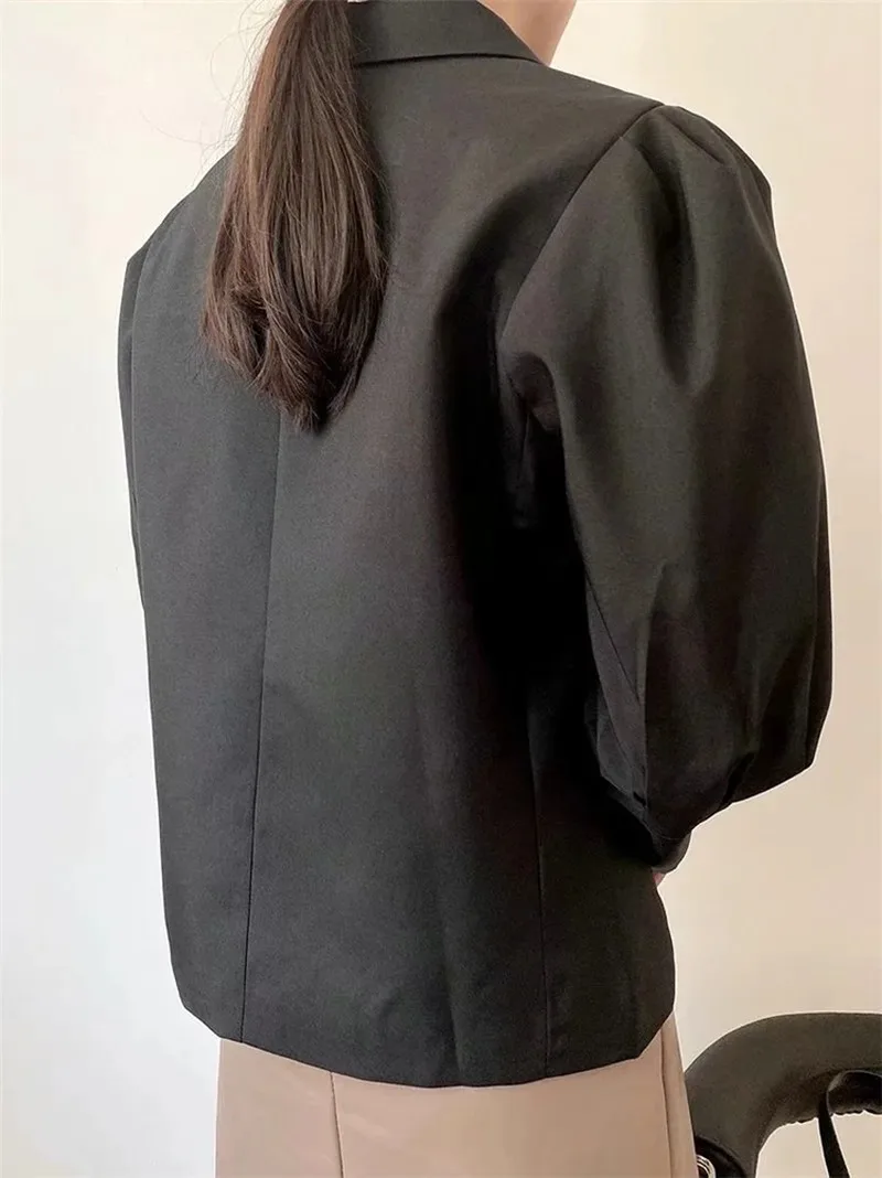 Garment Horn Sleeve Blazer Suit Women Solid Colors Single Breasted Office Blazer Casual Commute Suit 2023 New Fashion Warm Coats