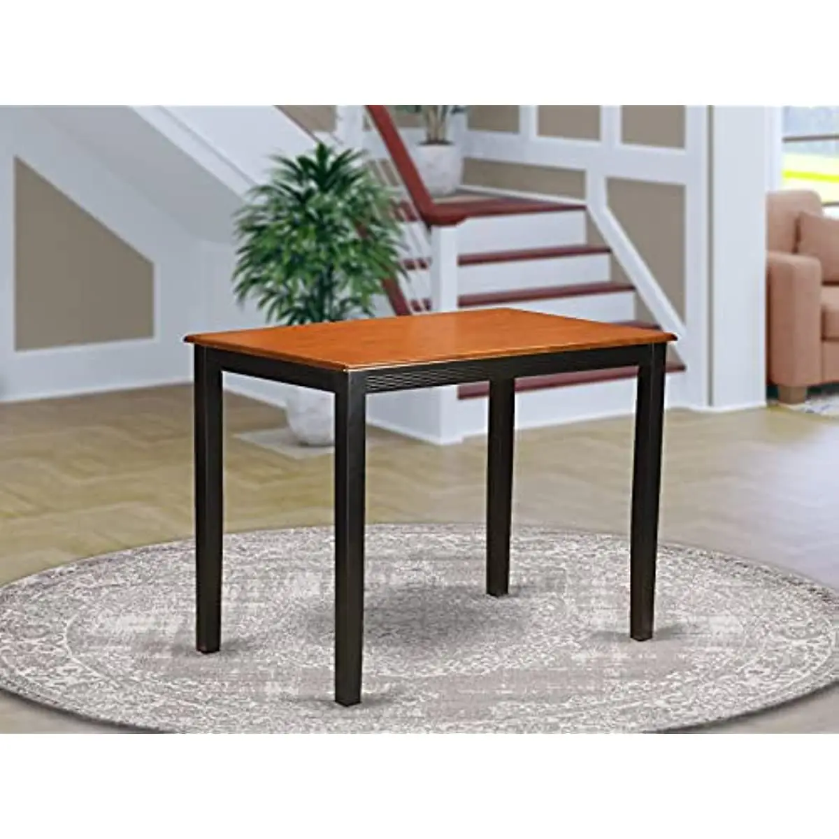 

Wooden Dining YAT-BLK-H Mid Century Modern Table with Cherry Rectangular Tabletop and 48 x 48 x 30-Black Finish