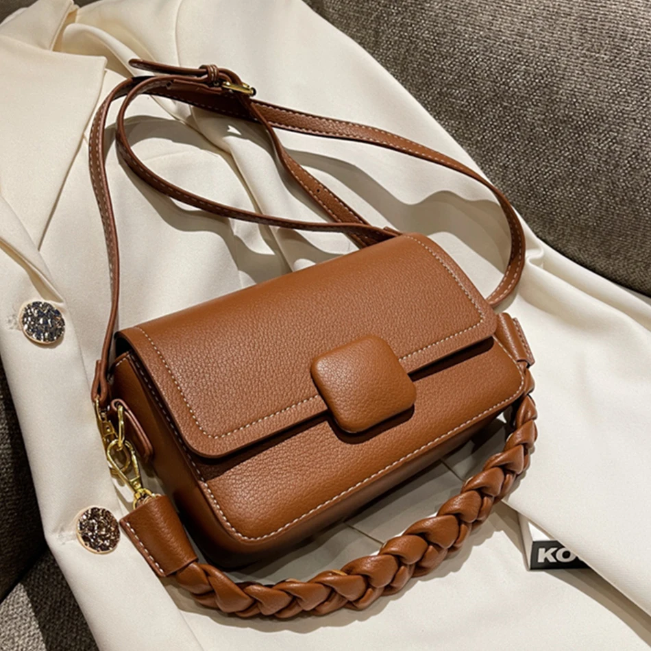 

Weave Handle Handbags for Women New Designer Luxury Small Shoulder Crossbody Bag Fashion Flap Totes Trend Travel Bags Purses Sac