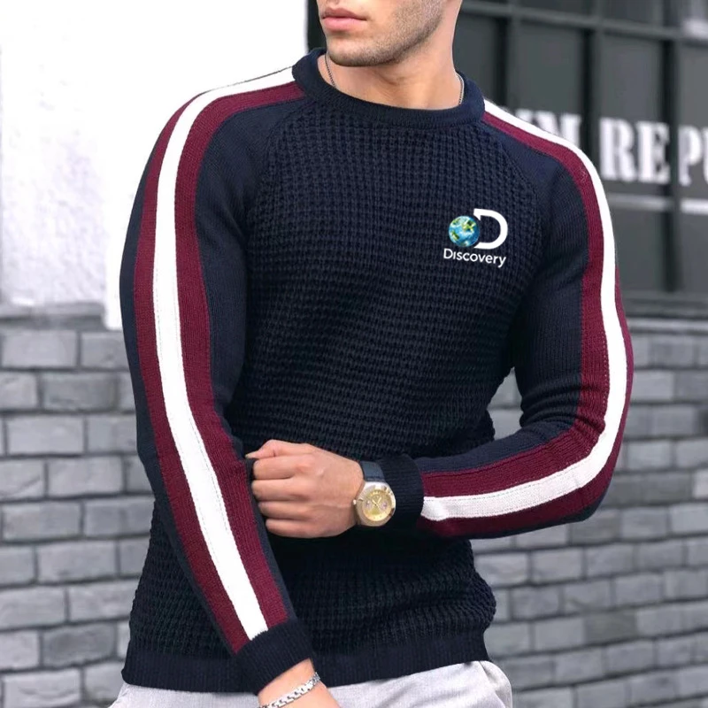 Spring and Summer New Printed Round Neck Bottom Shirt Men's Trend High Quality Casual Waffle Knit Fashion High Quality Tops