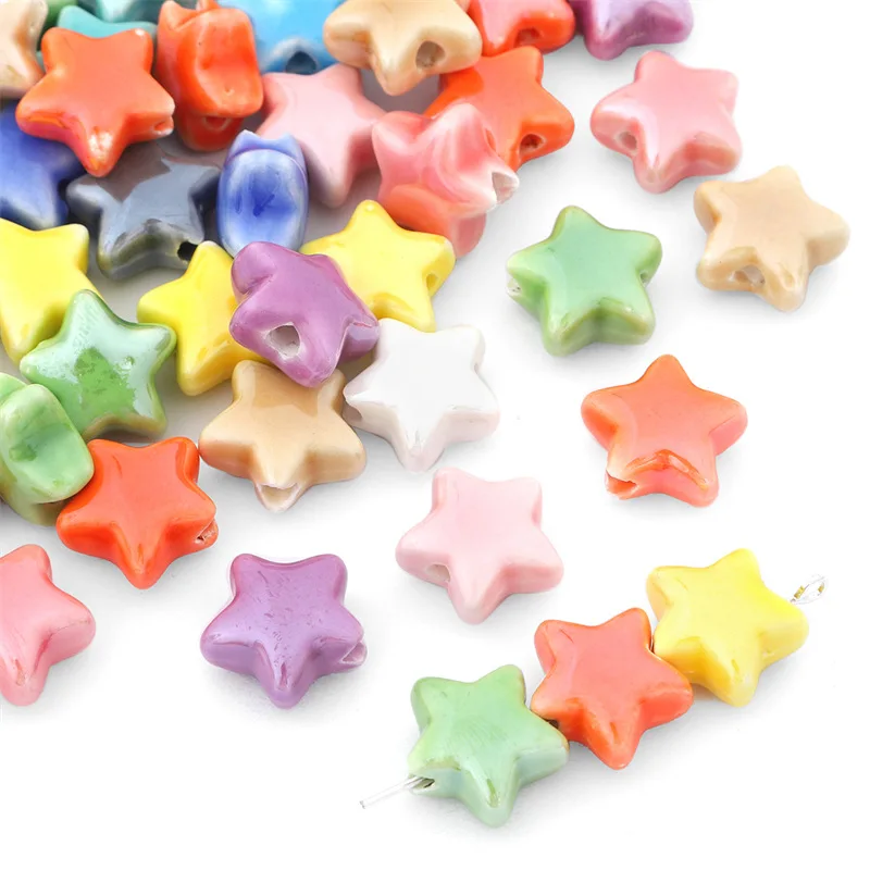 

20pcs Cute Star Pentagram Shape Ceramic Spacer Beads For DIY Jewelry Making Necklace Bracelet Accessories Findings Wholesale New