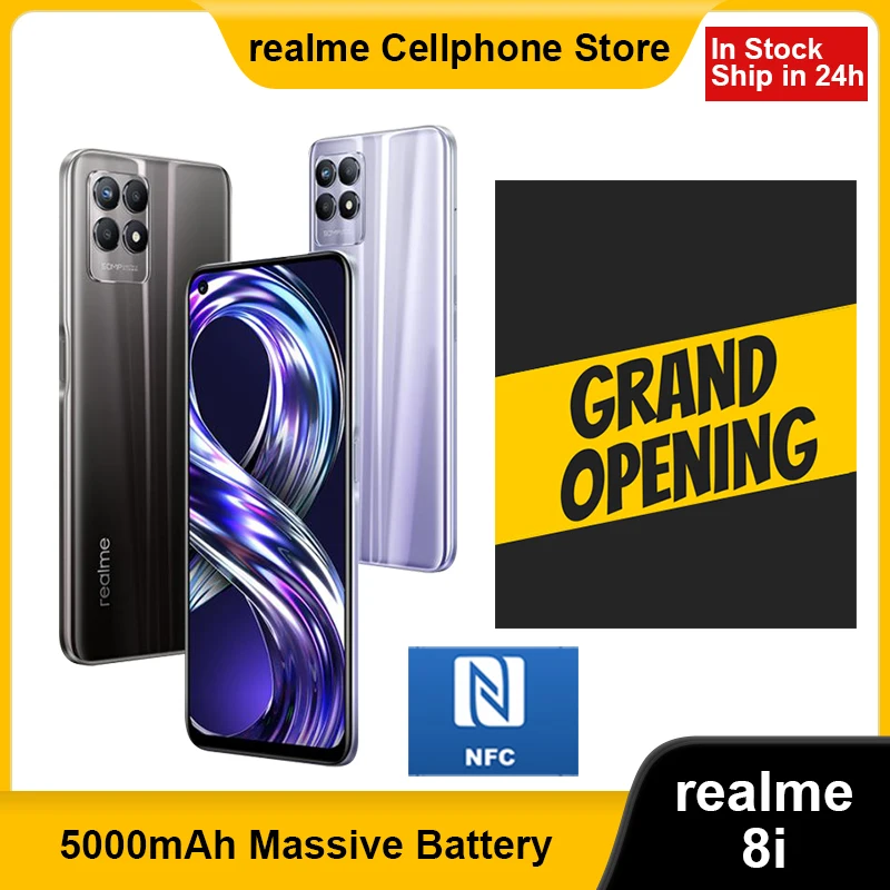 realme 8i Mobile Phone Helio G96 Octa Core New Smartphone 6.6” FHD 120Hz Display 50MP AI Triple Camera 5000mAh Fast Charge
