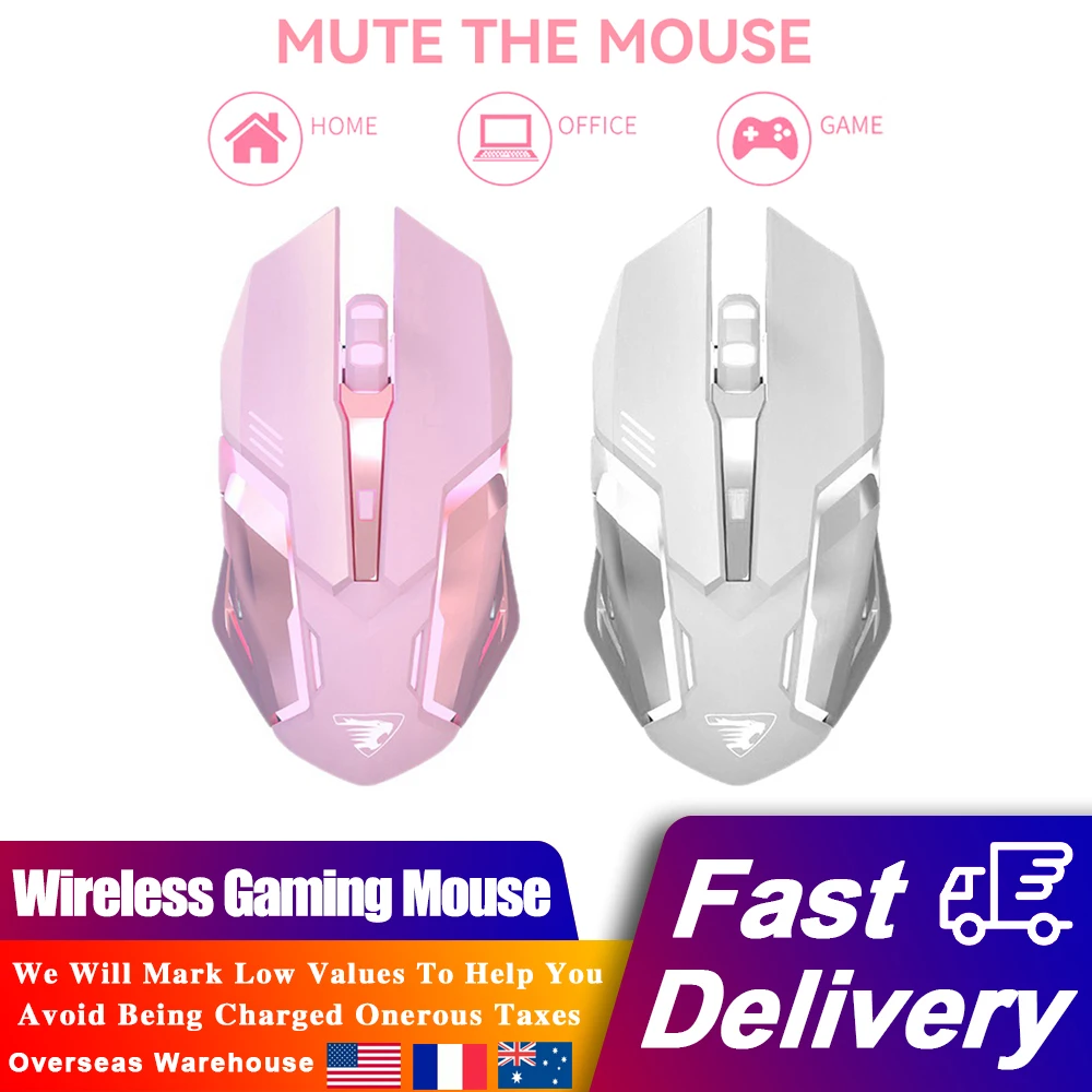 

Gaming Mouse Rechargeable 2.4G Wireless Mute Ergonomic Mouse 1600DPI LED Backlit Mice for Computer Laptop Home Office Woman Mice