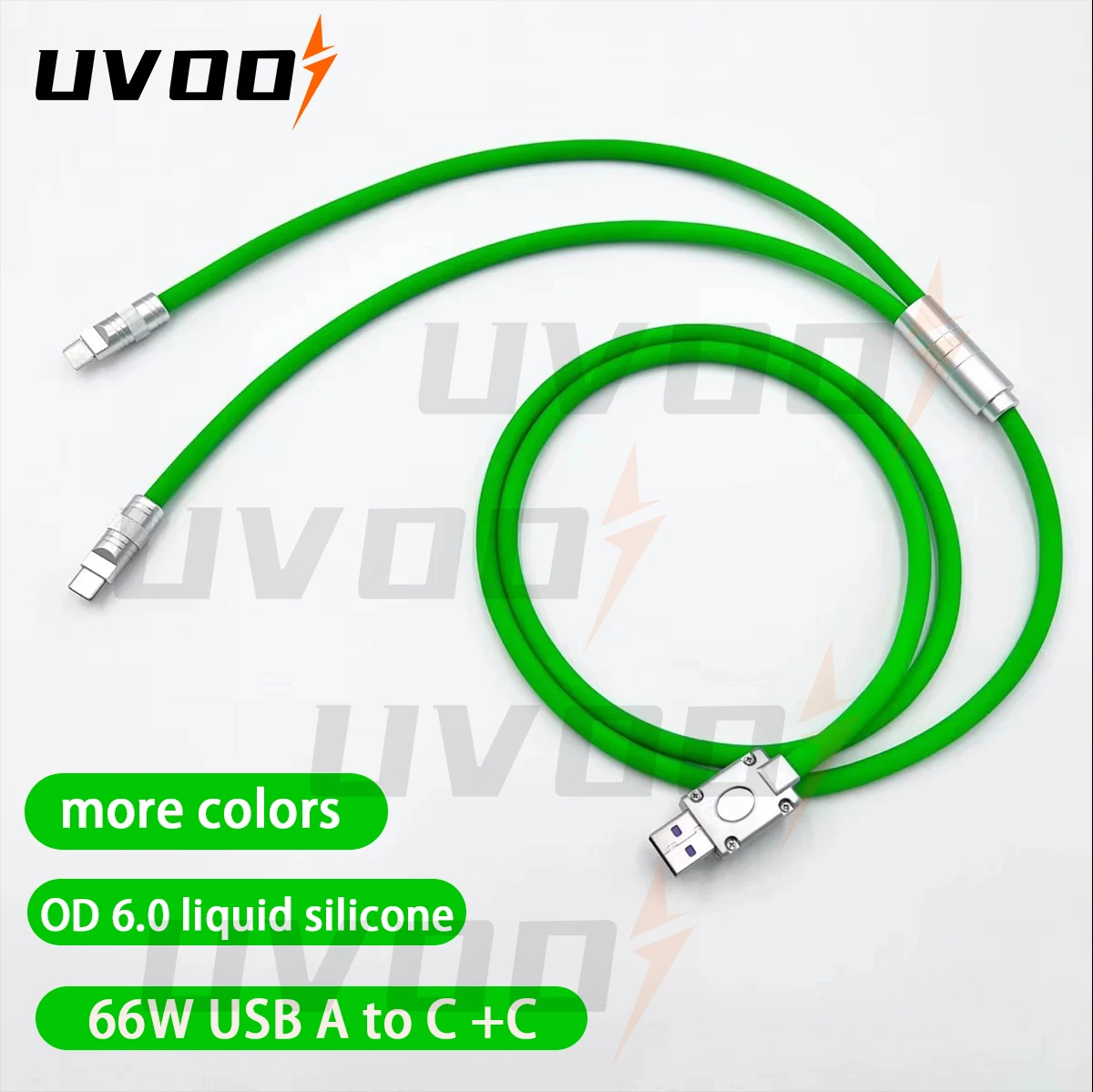 

UVOOI Max 66W Fast Charging Cable DIY 2 in 1 Liquid Silicone USB A to Dual USB Type C Data Transfer Cable For Xiaomi HUAWEI