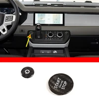 real carbon fiber car engine start button protective cover stop switch sticker for land rover defender 2020 2022 car accessories